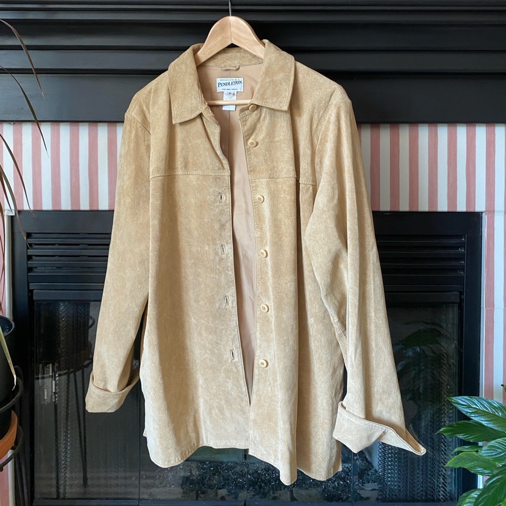 Pendleton Suede Leather Button Jacket Tan Size XL